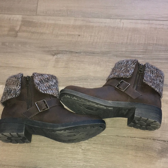 Rocket Dog Boot Size 6 Brown With Side Zipper and Knitted Cuff - Picture 8 of 9